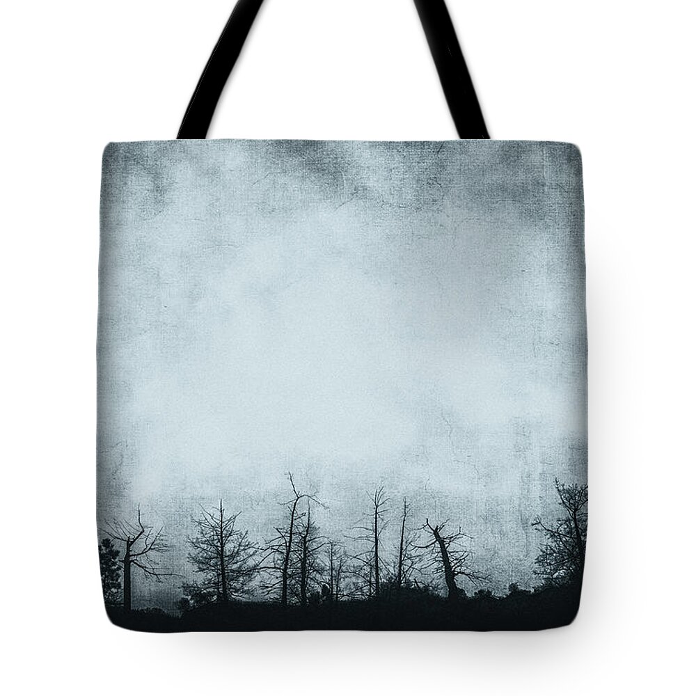 Grunge Tote Bag featuring the photograph The Trees On The Ridge by Theresa Tahara