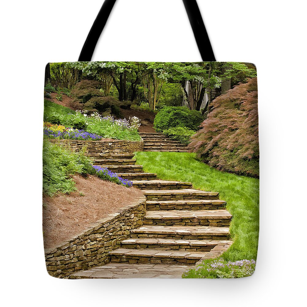 Steps Tote Bag featuring the photograph The Walk Up by Linda Blair