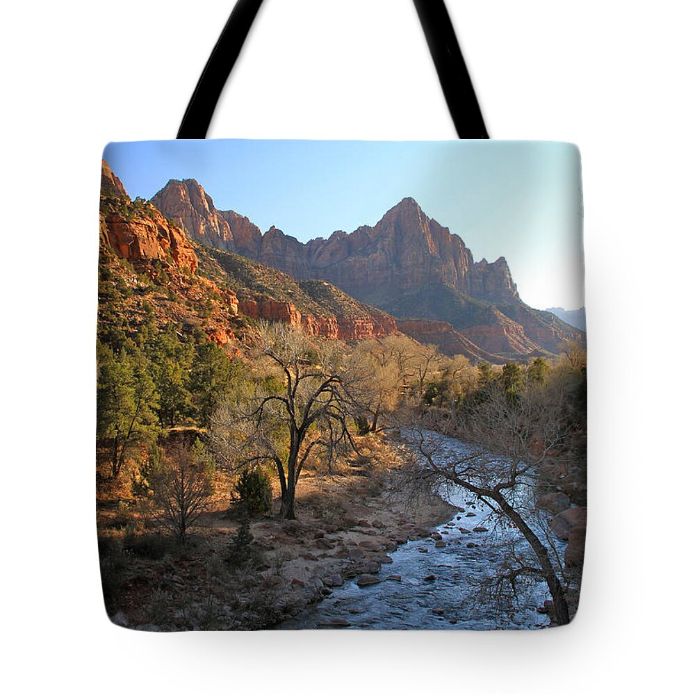 Zion National Park Tote Bag featuring the photograph The Watchman by Ed Riche