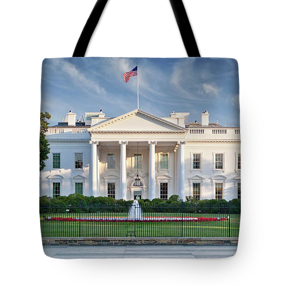 Flowerbed Tote Bag featuring the photograph The White House by Caroline Purser
