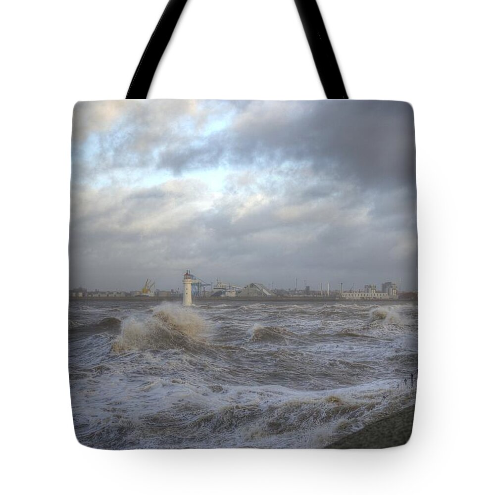 Lighthouse Tote Bag featuring the photograph The Wild Mersey 2 by Spikey Mouse Photography