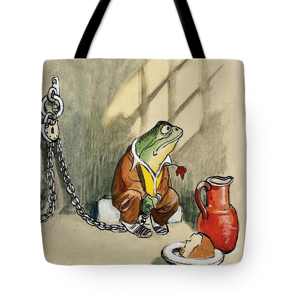 Gaol Tote Bag featuring the painting The Wind In The Willows Toad In Jail by Philip Mendoza