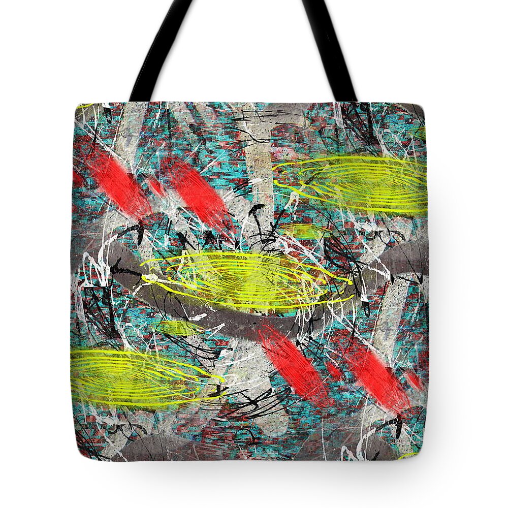 Abstract Tote Bag featuring the digital art The Writing On The Wall 18 by Tim Allen