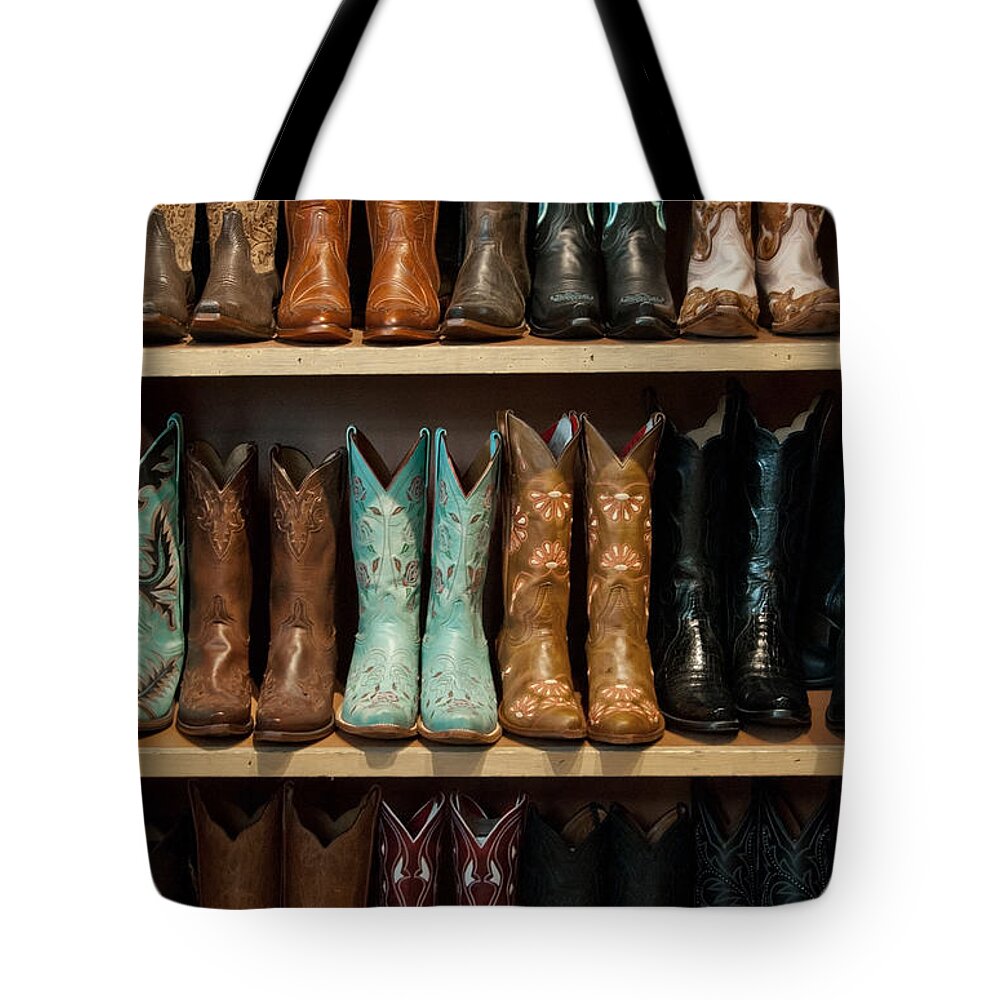 Cowboy Boots Tote Bag featuring the photograph These Boots Were Made For Walking by Jani Freimann