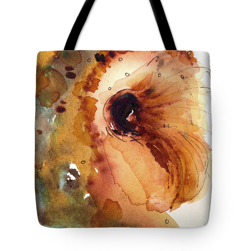 Owl Art Tote Bag featuring the painting Thomas In Profile by Dawn Derman