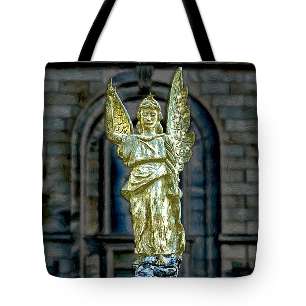 Artists Tote Bag featuring the digital art Thomas Wolfe Memorial Angel by John Haldane