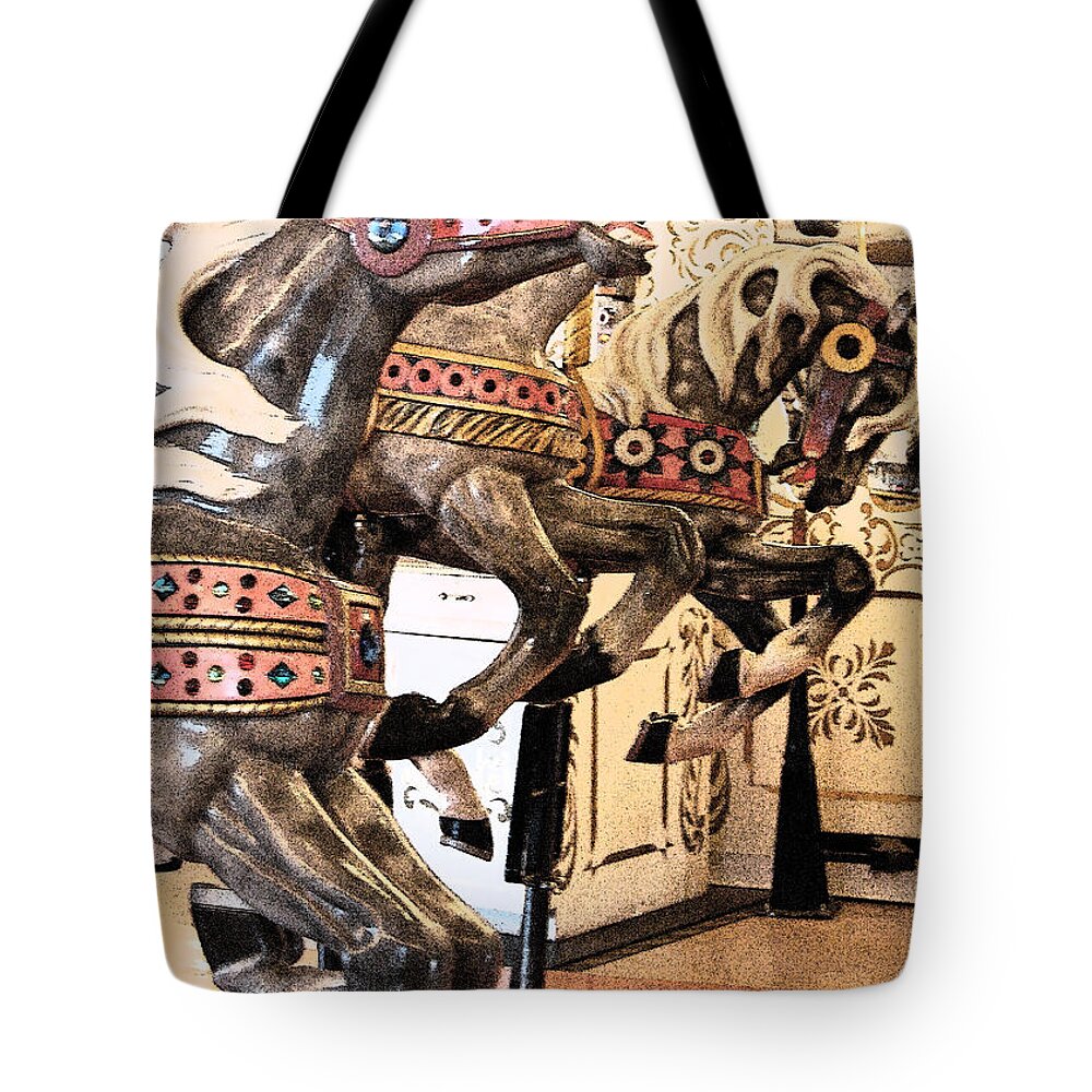 Carousel Tote Bag featuring the photograph Three Dapple Greys by Jani Freimann