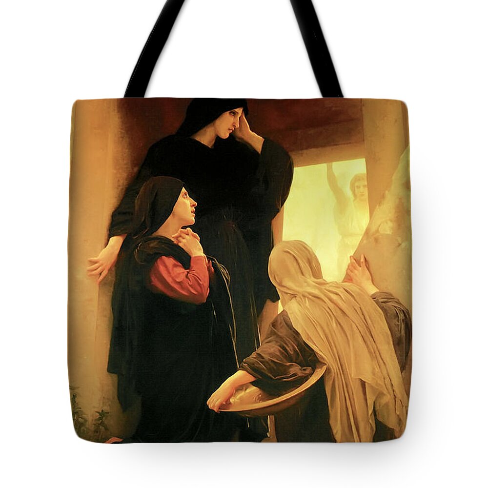 William Adolphe Bouguereau Tote Bag featuring the painting Three Marys at the Tomb by William Adolphe Bouguereau
