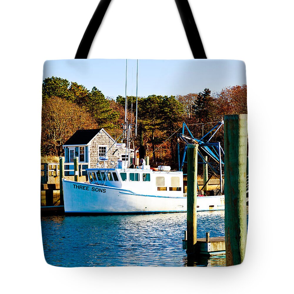Three Sons Tote Bag featuring the photograph Three Sons Harwich Port Cape Cod by Michelle Constantine