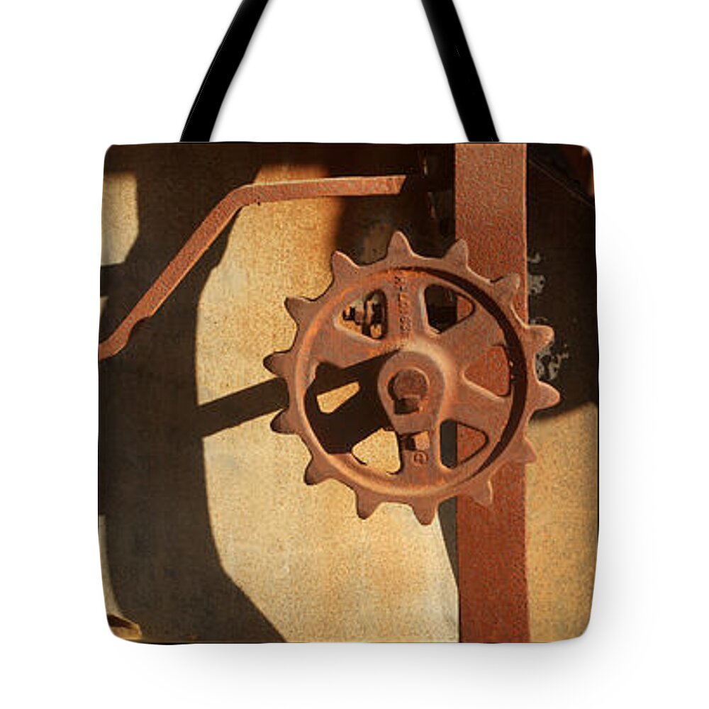 Threshing Machine Tote Bag featuring the photograph Threshing Machine Triptych by Art Block Collections