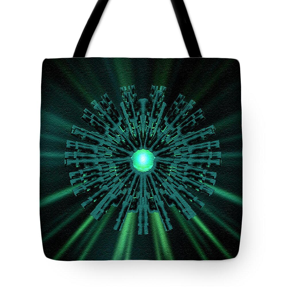 Digital Tote Bag featuring the digital art Through the Emerald Eye by Charmaine Zoe