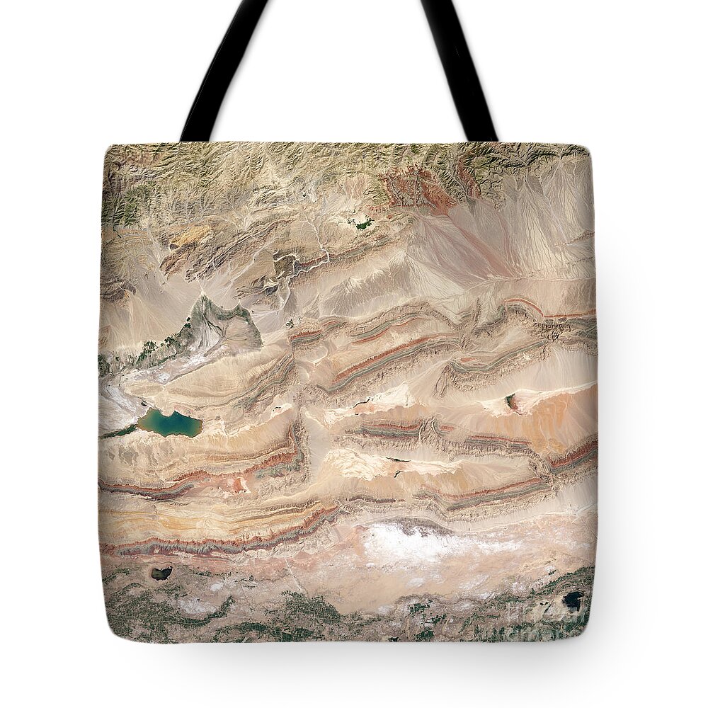 Aerial View Tote Bag featuring the photograph Thrust Belt, Xinjiang, China by Science Source
