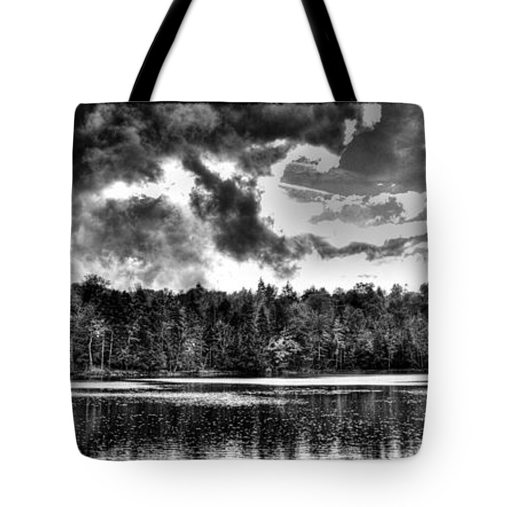 Adirondack's Tote Bag featuring the photograph Thunderclouds over Cary Lake by David Patterson