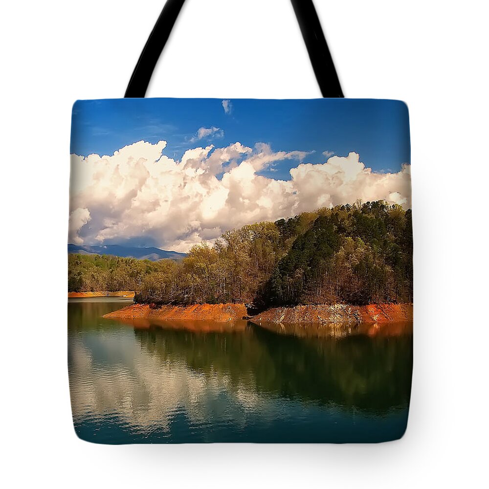 Landscape Tote Bag featuring the photograph Thunderstorm rolling over the smokies by Flees Photos