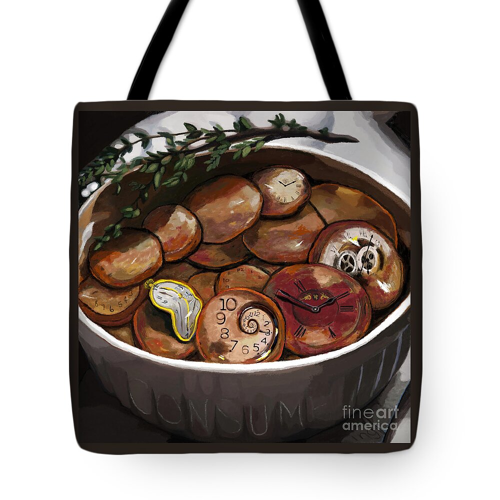Time Tote Bag featuring the painting Thyme Consuming by Jackie Case