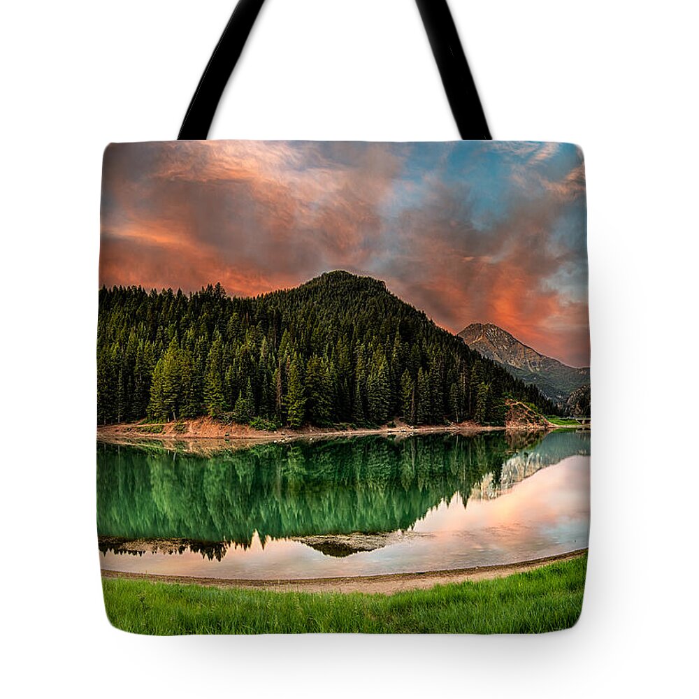 Mountain Tote Bag featuring the photograph Tibble Fork Reservoir Sunrise by Brett Engle
