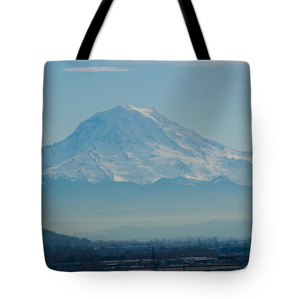 Mount Tacoma Tote Bag featuring the photograph Tide Flats View Mount Rainier by Tikvah's Hope