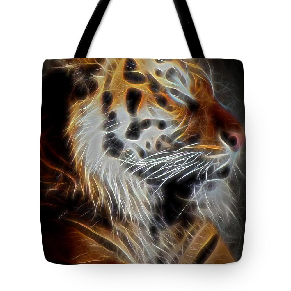 Tiger Tote Bag featuring the painting Tiger At Rest by Jon Volden