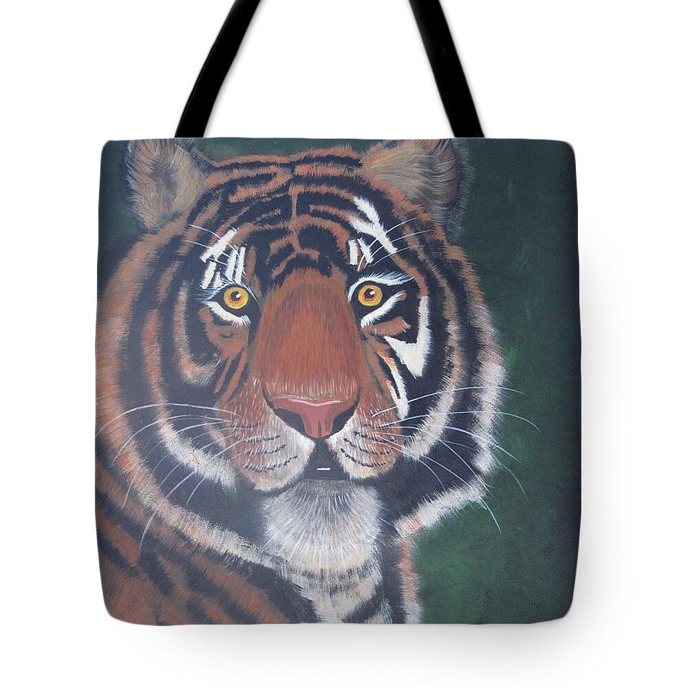 Pets Tote Bag featuring the painting Tiger by Kathie Camara