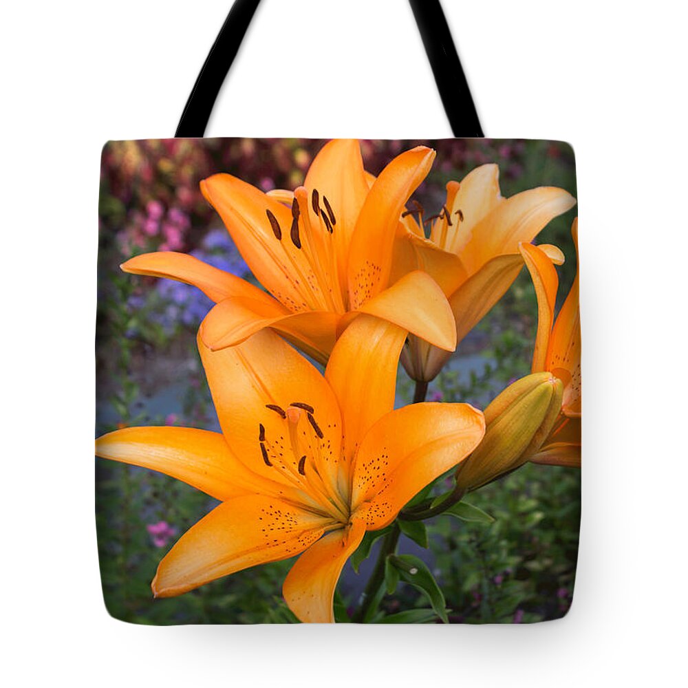 Tiger Lily Tote Bag featuring the photograph Tiger Lilies by Arlene Carmel