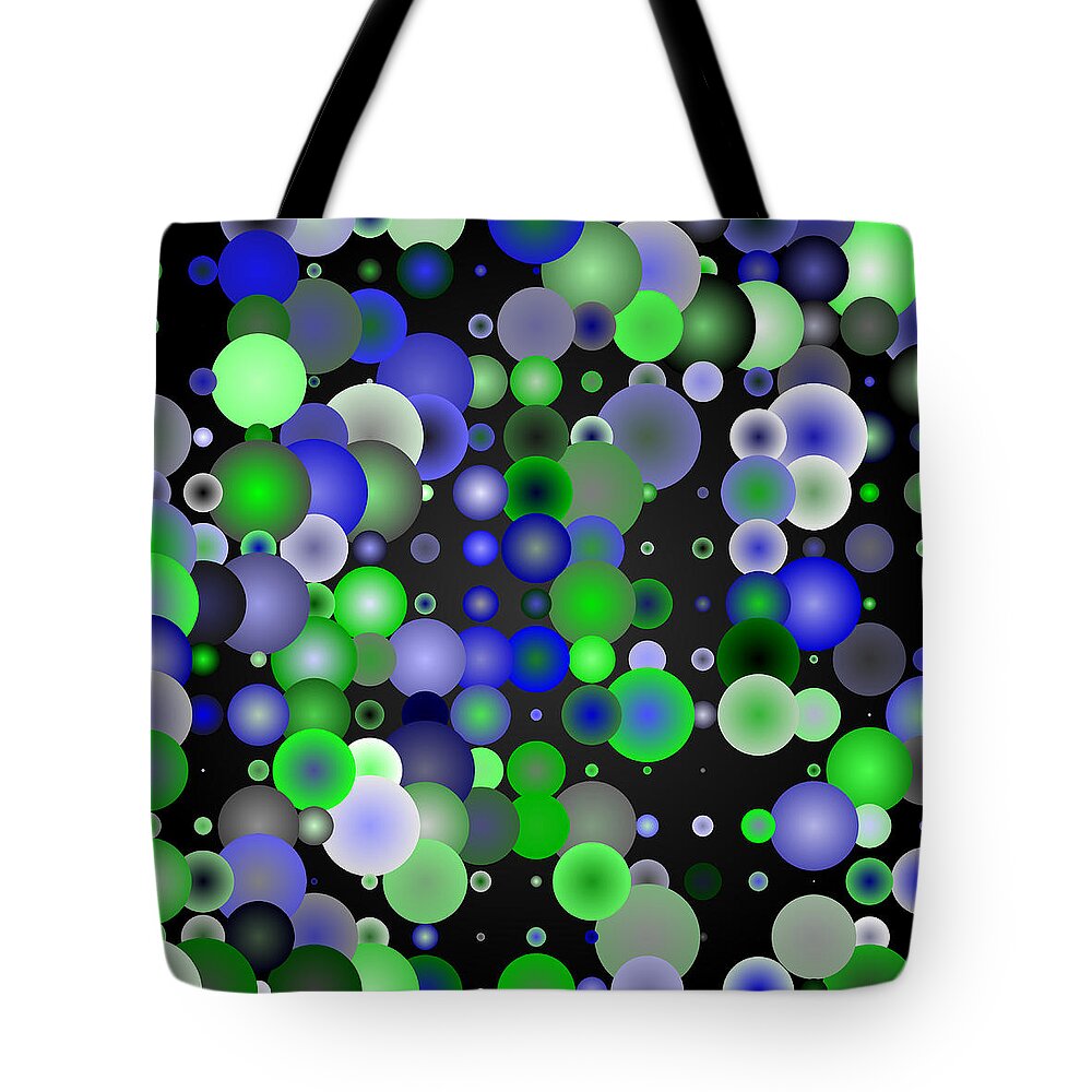 Abstract Digital Algorithm Rithmart Tote Bag featuring the digital art Tiles.blue-green.2.1 by Gareth Lewis