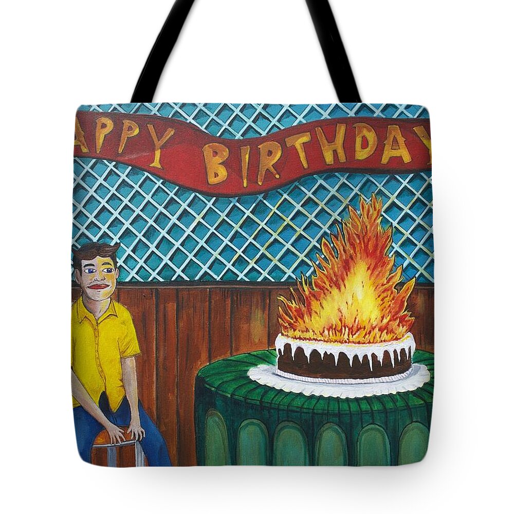 Circus Tote Bag featuring the painting Tillies Last Birthday Party by Patricia Arroyo