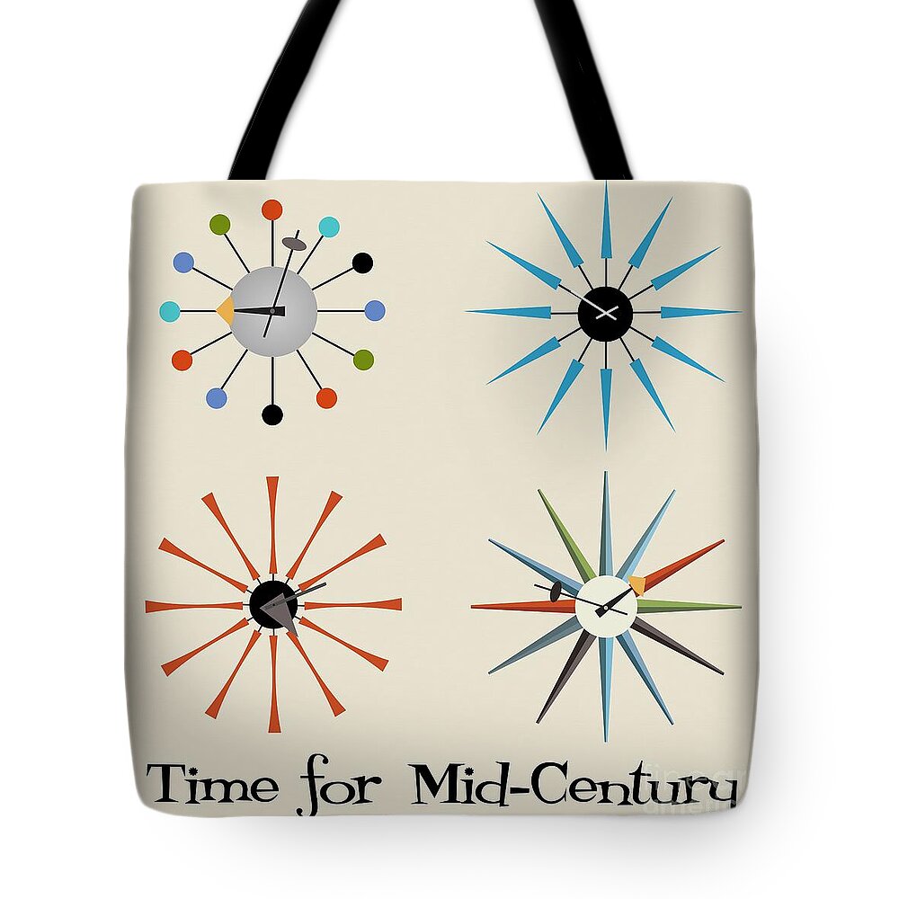 Mid-century Tote Bag featuring the digital art Time for Mid-Century by Donna Mibus