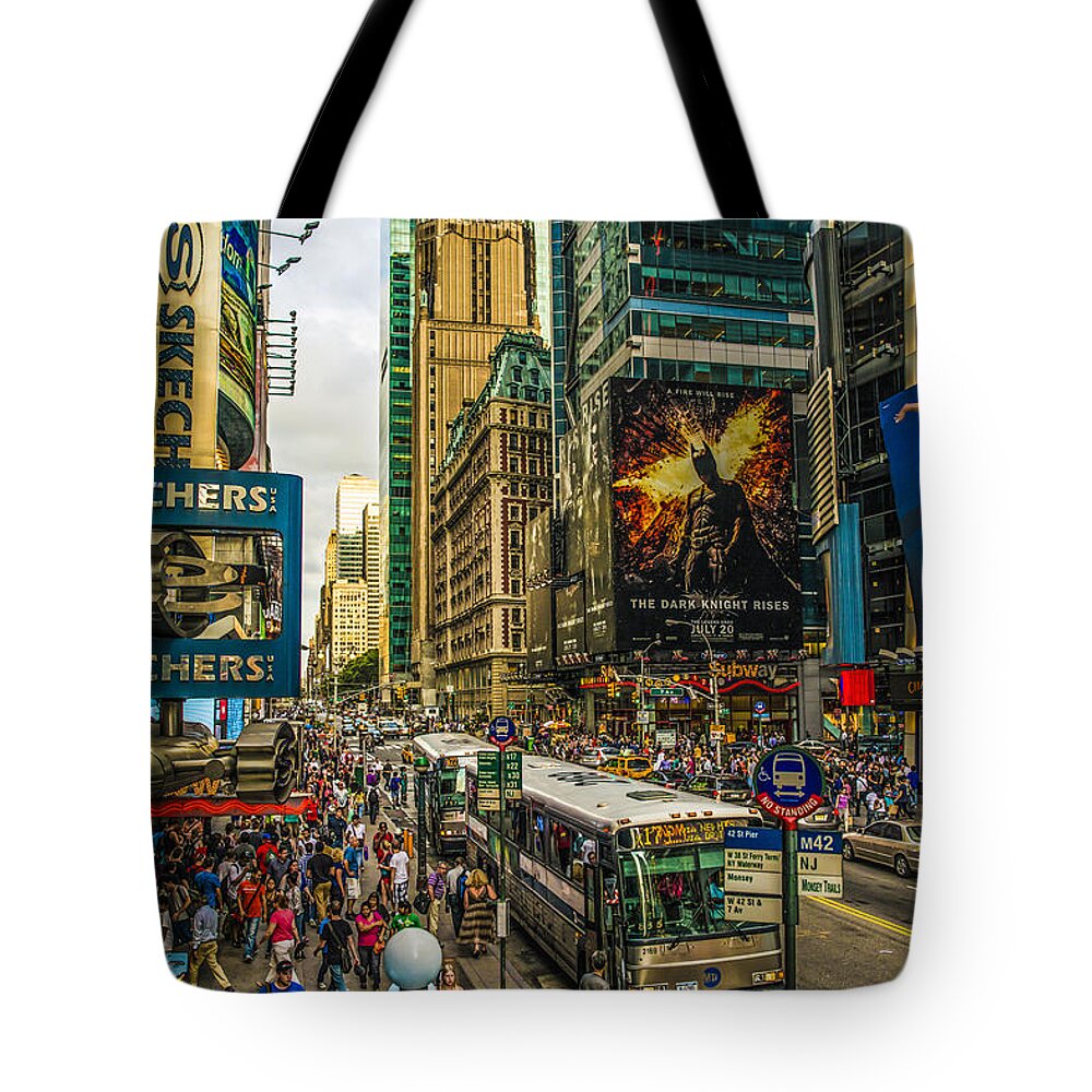 New York Tote Bag featuring the photograph Times Square by Theodore Jones