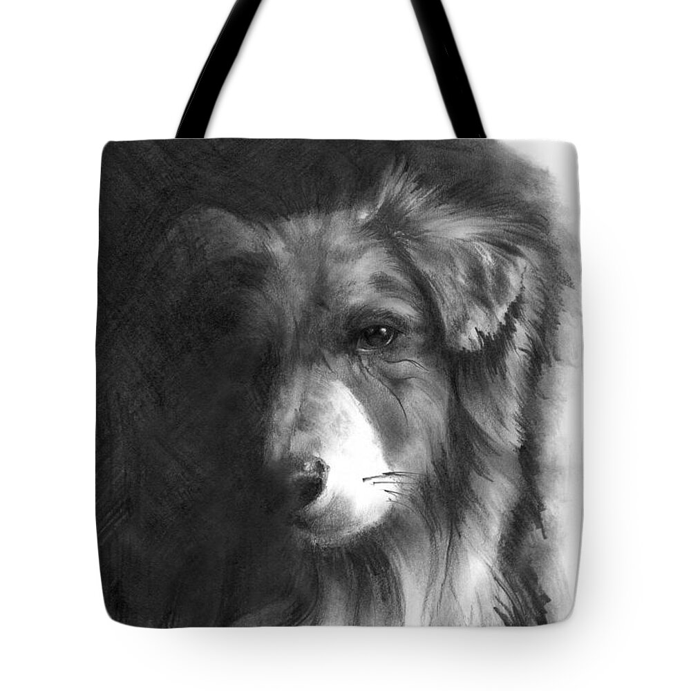 Dog Tote Bag featuring the drawing Timmy sketch by Paul Davenport