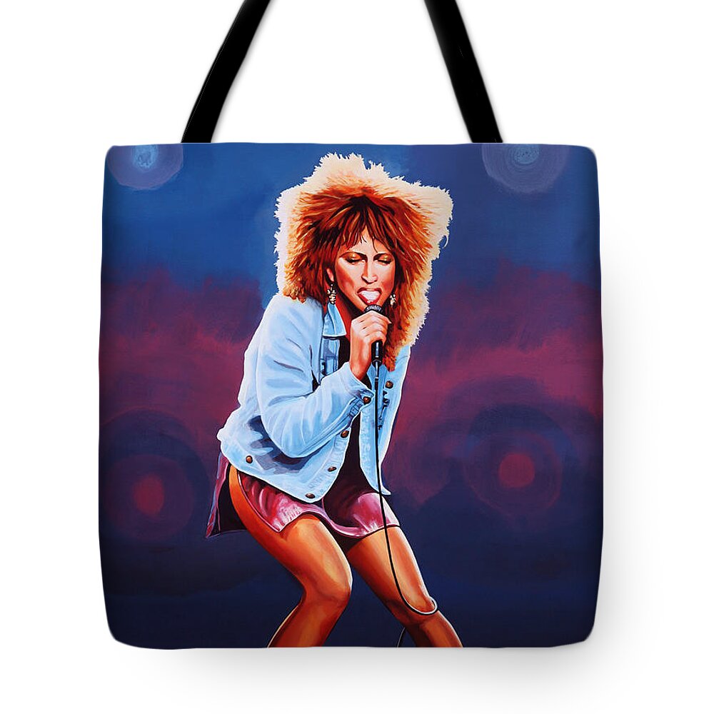 Tina Turner Tote Bag featuring the painting Tina Turner by Paul Meijering