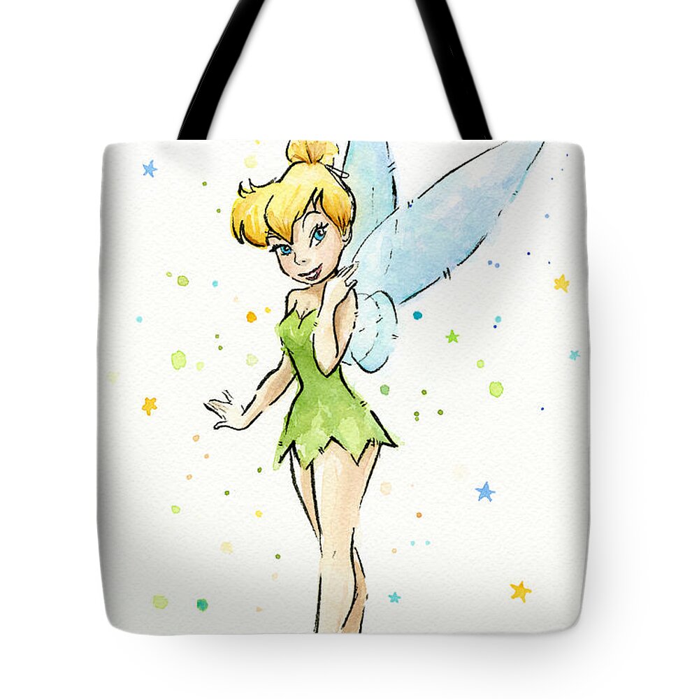 Tinker Tote Bag featuring the painting Tinker Bell by Olga Shvartsur