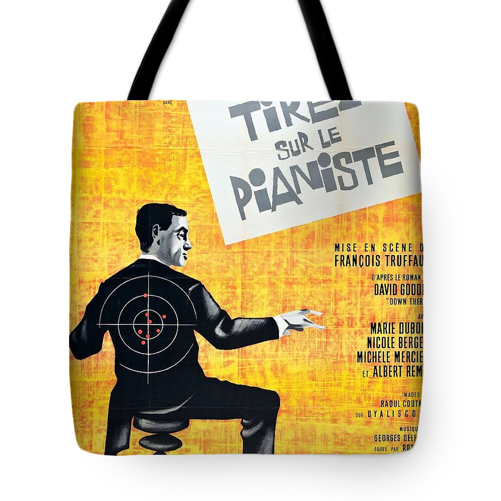 Movie Poster Tote Bag featuring the photograph Tirez Sur Le Pianiste - 1960 by Georgia Clare
