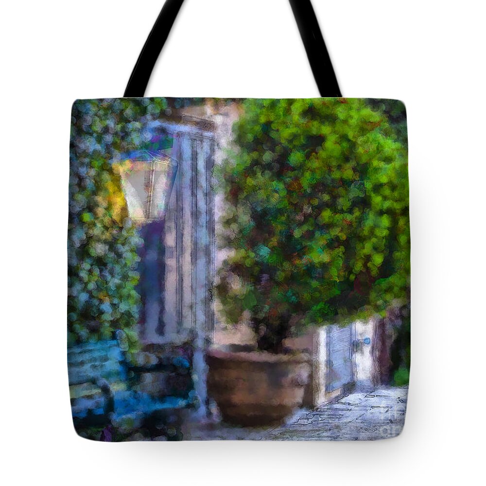 Tlaquepaque Tote Bag featuring the photograph Tlaquepaque Rest Stop by Georgianne Giese