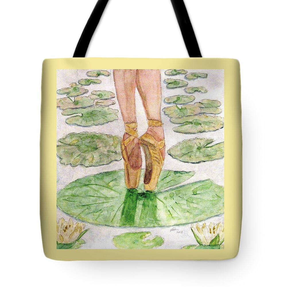 Ballet Slippers Tote Bag featuring the painting To Dance by Angela Davies