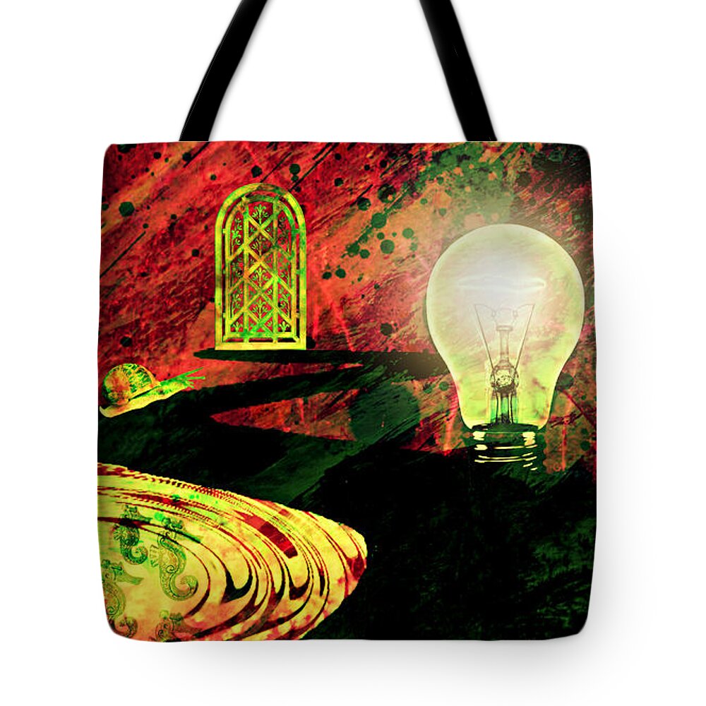 Surreal Tote Bag featuring the mixed media To the Light by Ally White