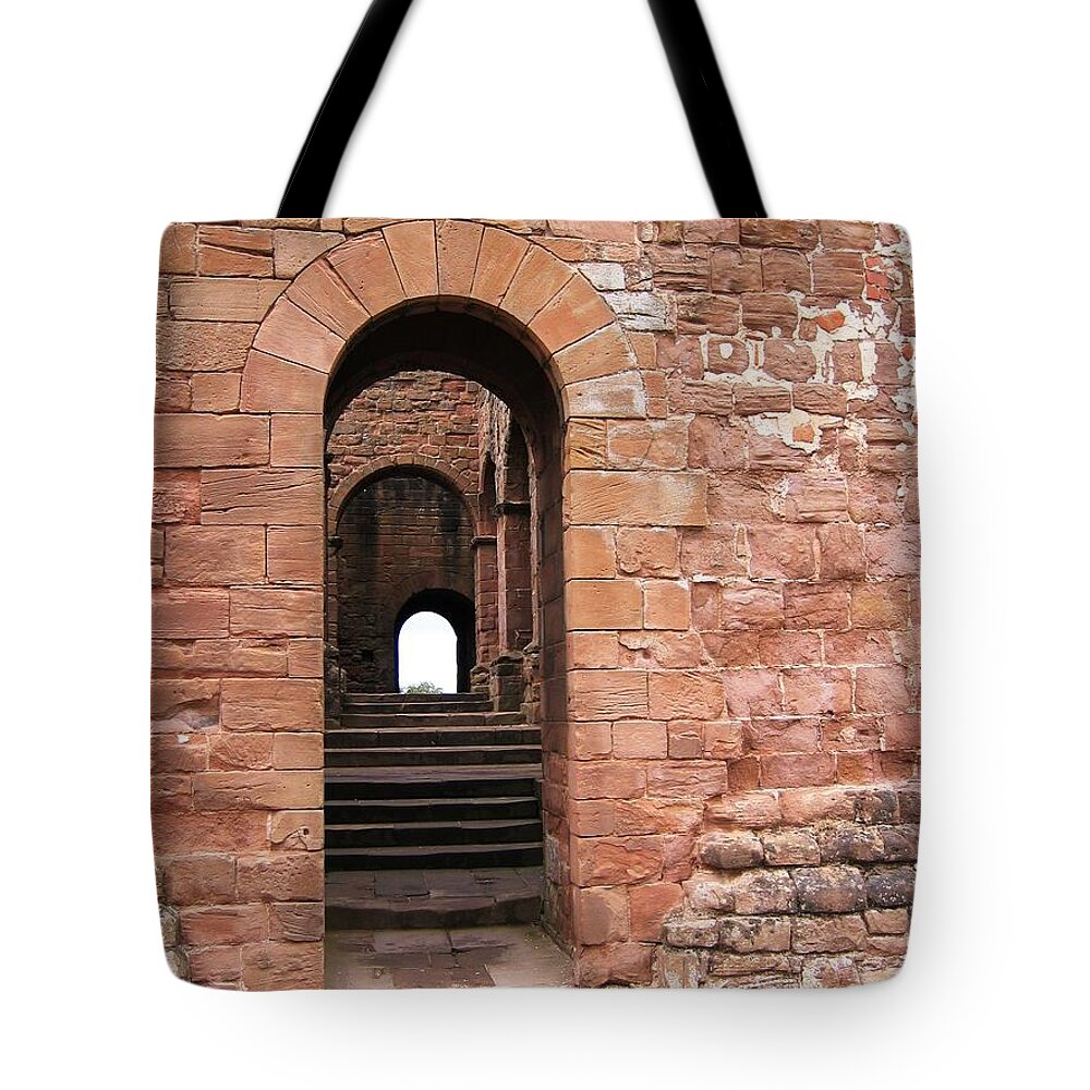 Kenilworth Castle Tote Bag featuring the photograph To The Stairs by Denise Railey