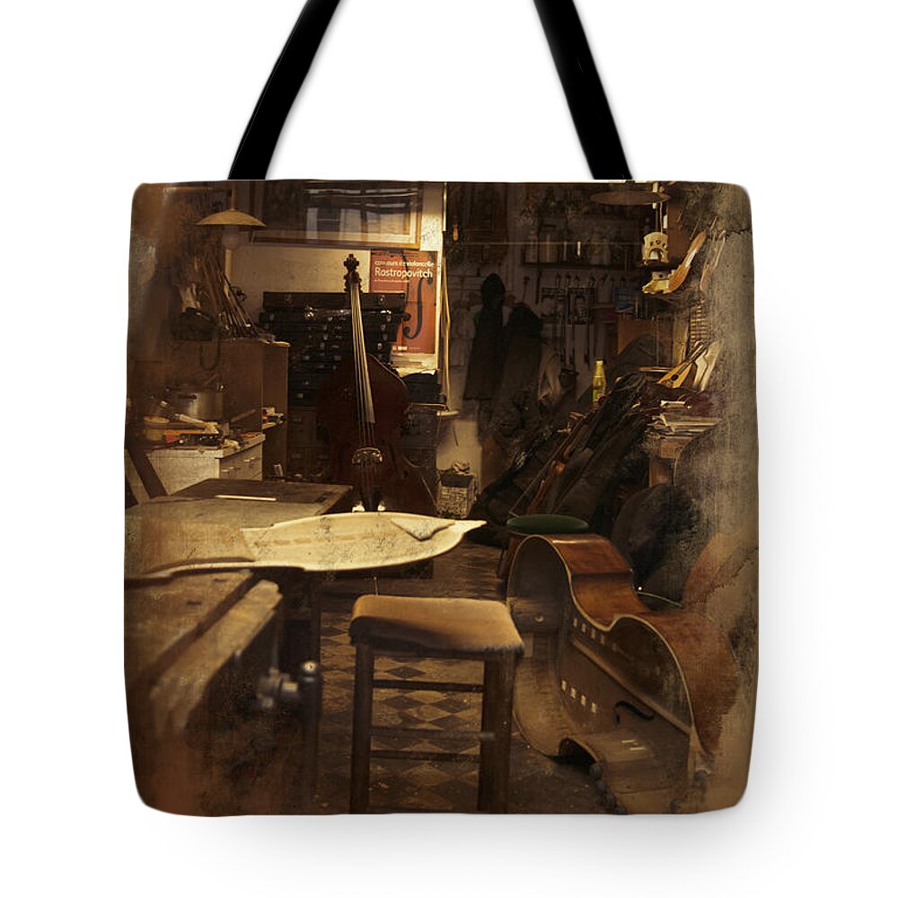 Antique Tote Bag featuring the photograph Tobacco Cello by Evie Carrier
