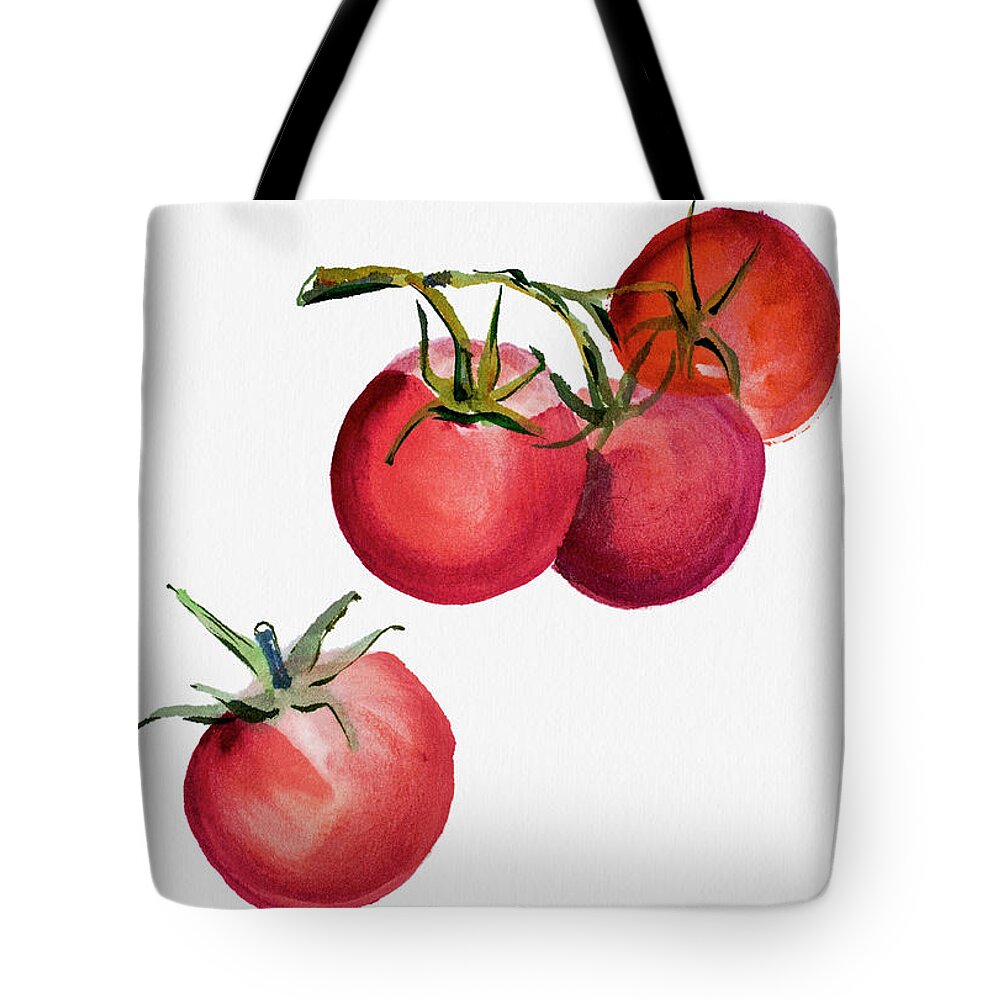 Artist Tote Bag featuring the digital art Tomatoes Watercolor Painting by Mashuk