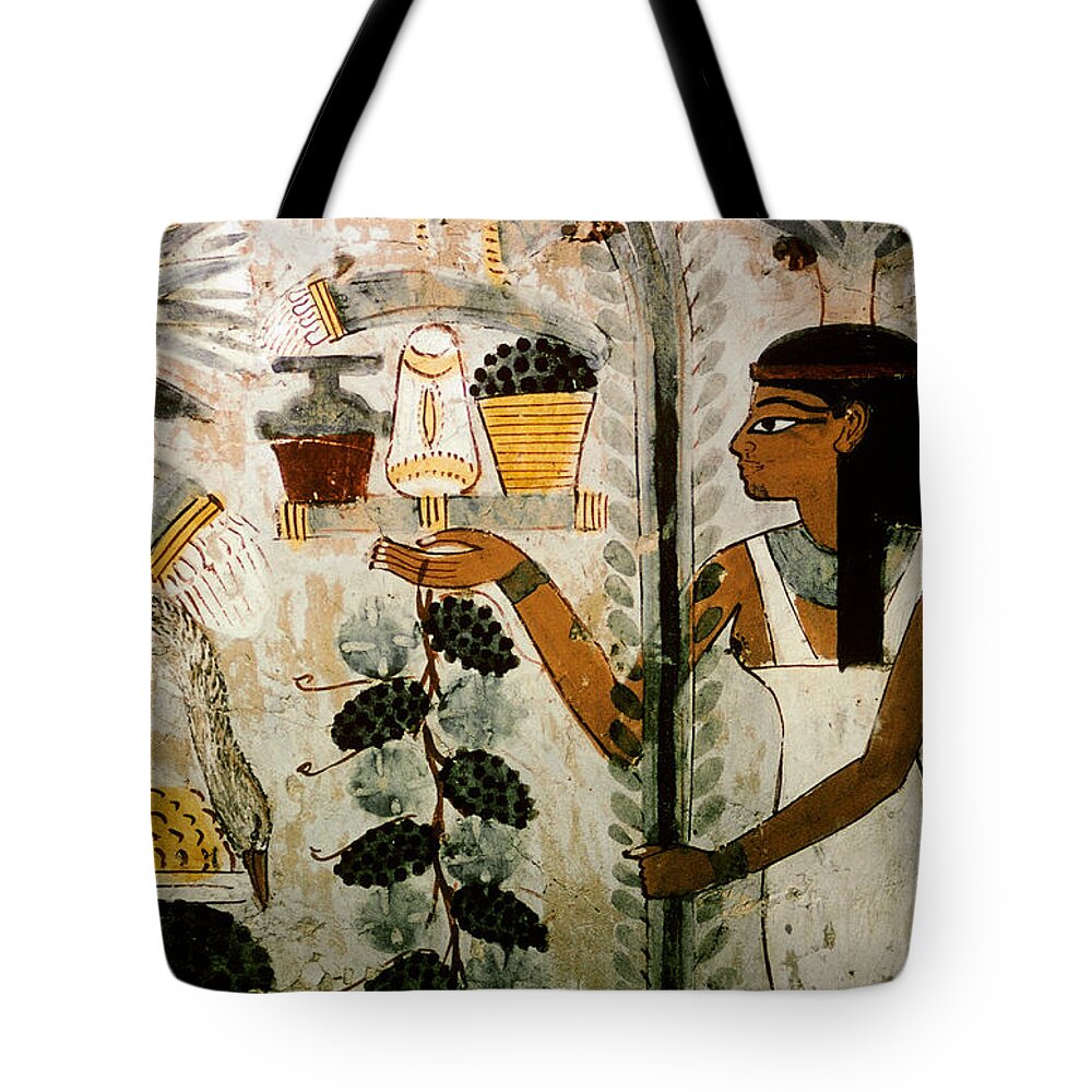 Ancient Egypt Tote Bag featuring the painting Tomb Painting Of Banquet Scene by George Holton