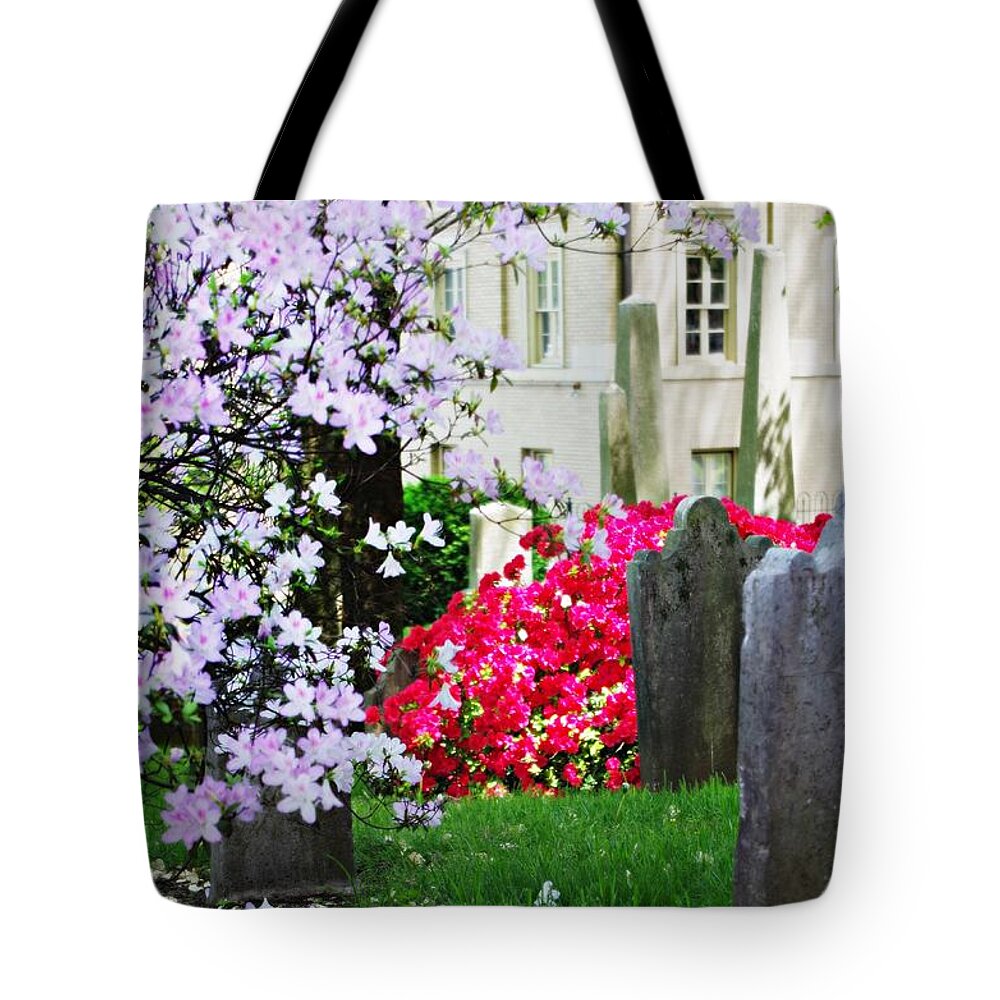 Tombstones Tote Bag featuring the photograph Tombstones in Spring by Sharon Popek