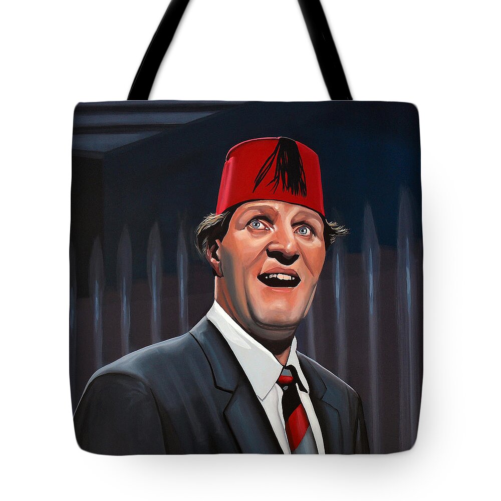 Tommy Cooper Tote Bag featuring the painting Tommy Cooper by Paul Meijering