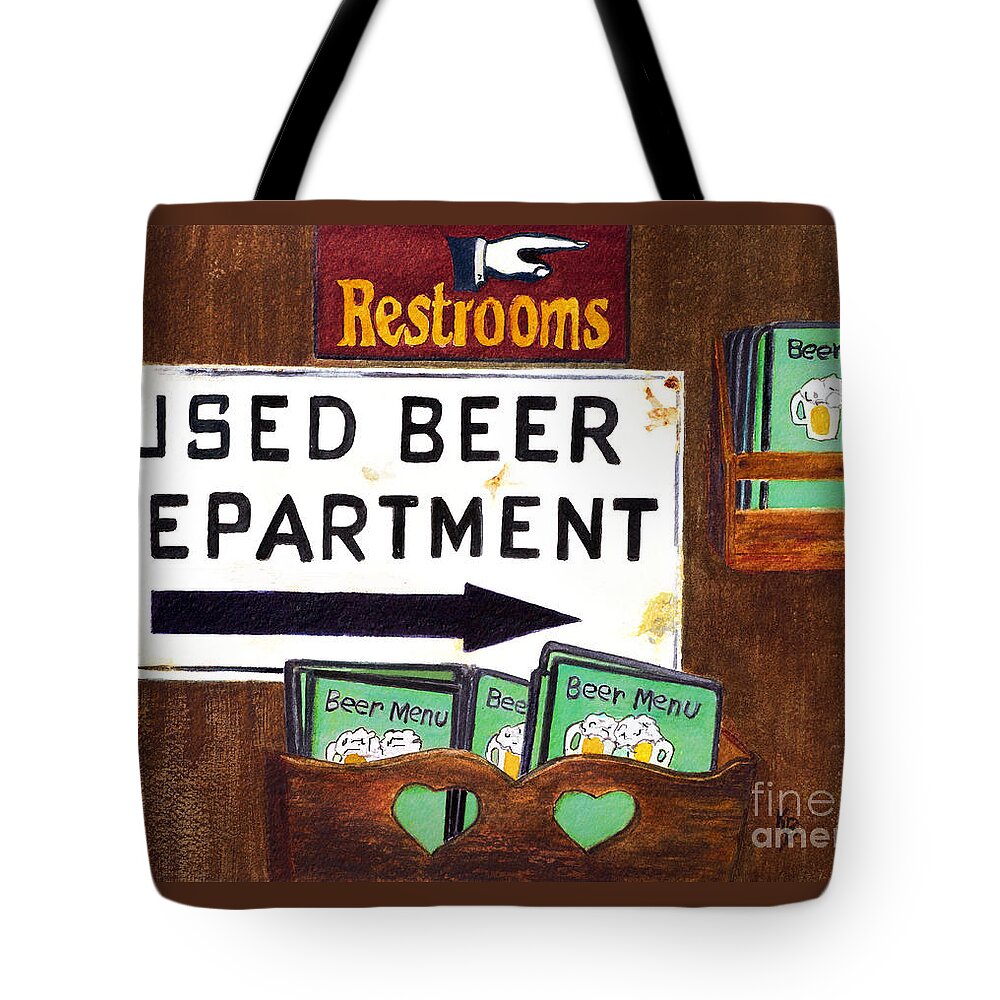 Beer Tote Bag featuring the painting Too Many Suds by Karen Fleschler