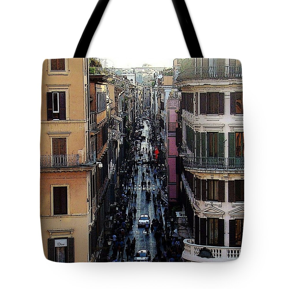 Spanish Steps Tote Bag featuring the photograph Top of Spanish Steps by Zinvolle Art