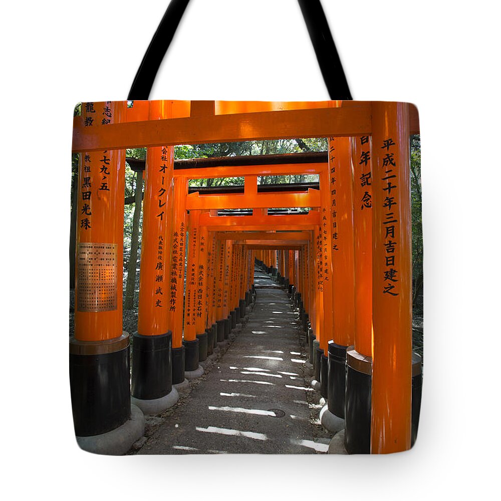 Inari Tote Bag featuring the photograph Torii gates of Inari Shrine by David Bearden