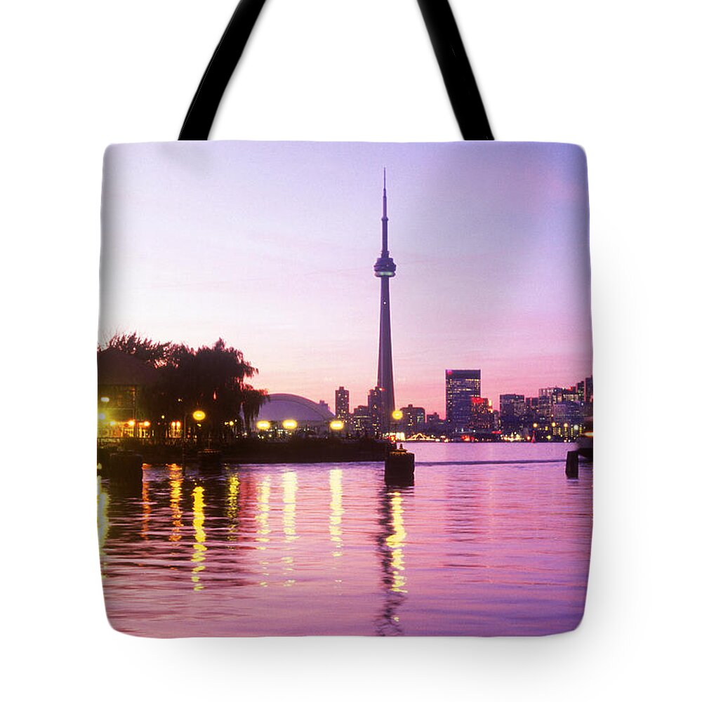 Buildings Tote Bag featuring the photograph Toronto Skyline At Sunset, Toronto by Peter Mintz
