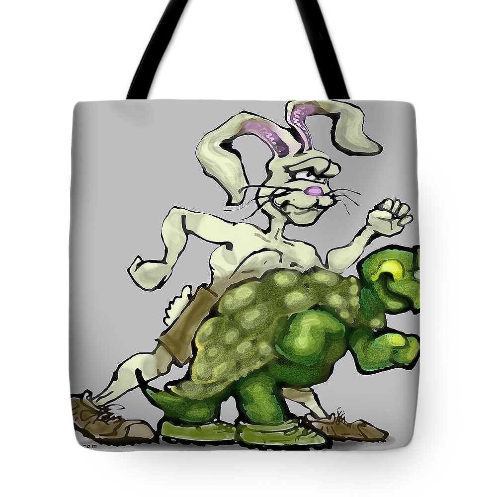 Tortoise Tote Bag featuring the digital art Tortoise and Hare by Kevin Middleton