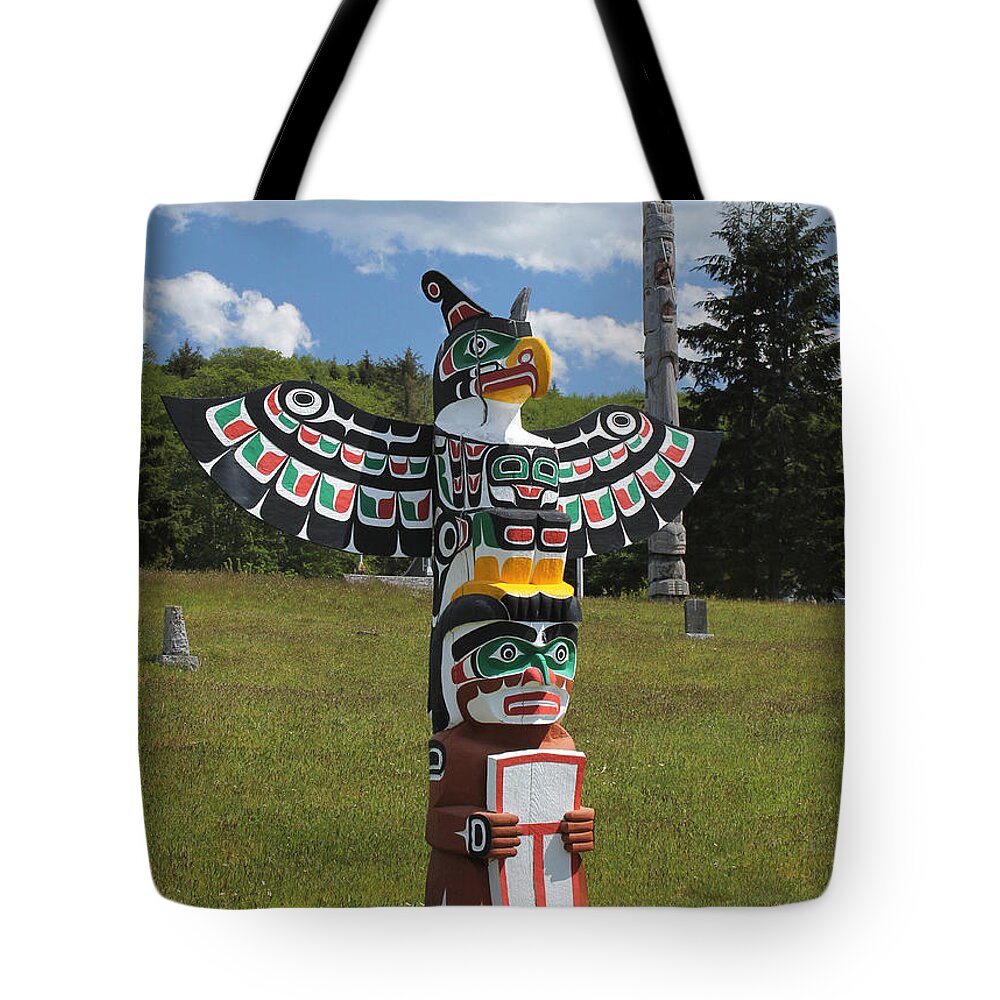 Alert Bay Tote Bag featuring the photograph Totem Pole, Canada by Nancy Sefton