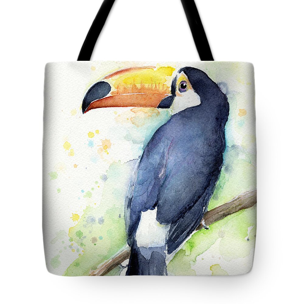 Watercolor Toucan Tote Bag featuring the painting Toucan Watercolor by Olga Shvartsur