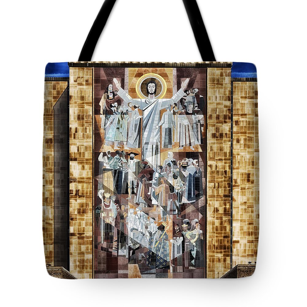 Jesus Christ Tote Bag featuring the photograph Touchdown Jesus by Mountain Dreams