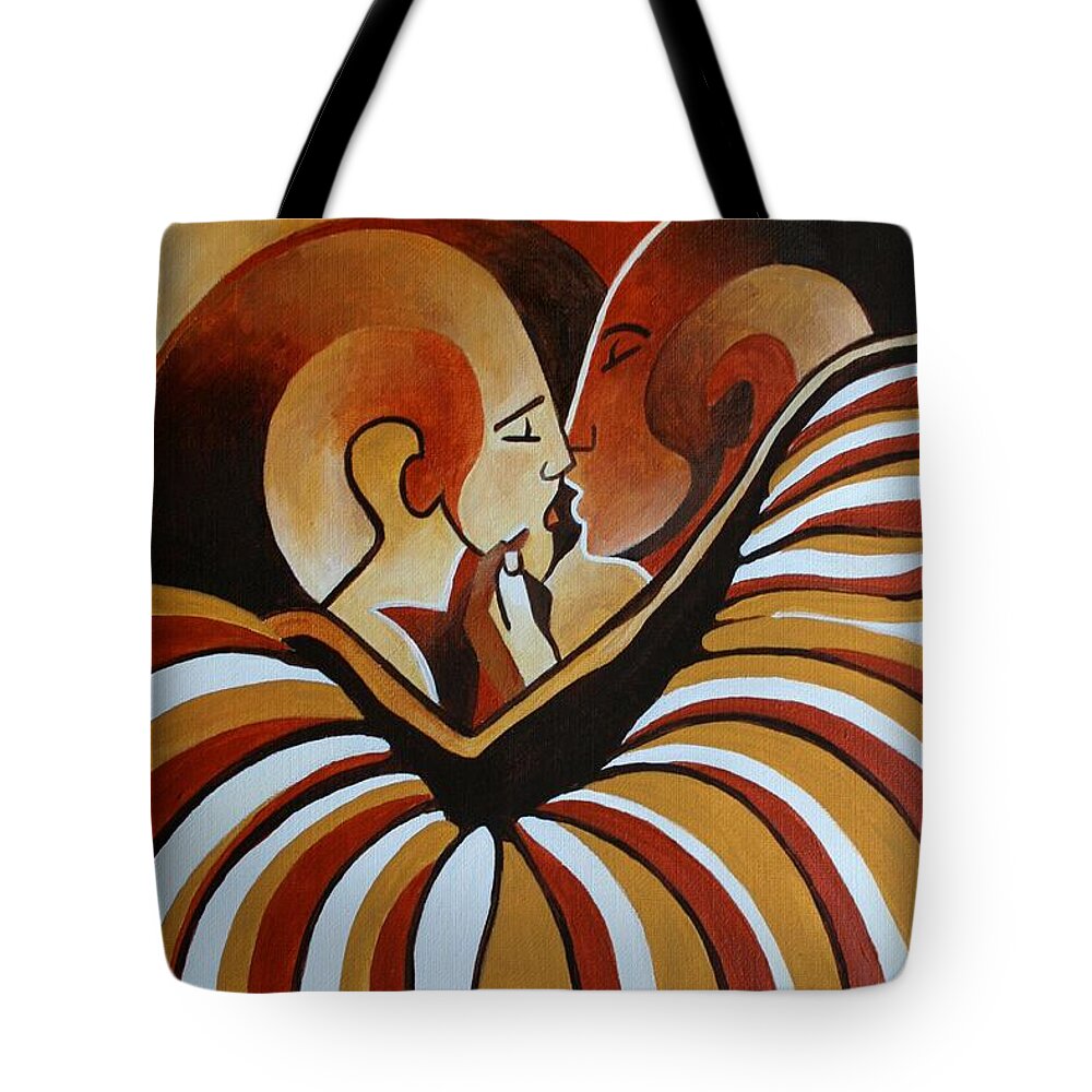 Couple Tote Bag featuring the painting Touched By Africa I by Taiche Acrylic Art
